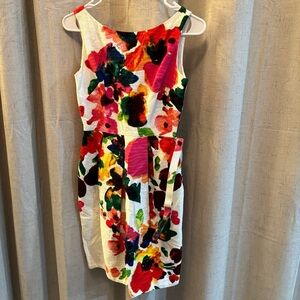 ELIZA J | 0 | Watercolor Floral A-Line Cocktail Belted Sheath Shift Dress